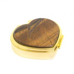 Таблетница &amp;quot;Сердце&amp;quot; на 3 отделения тигровый глаз цвет золото