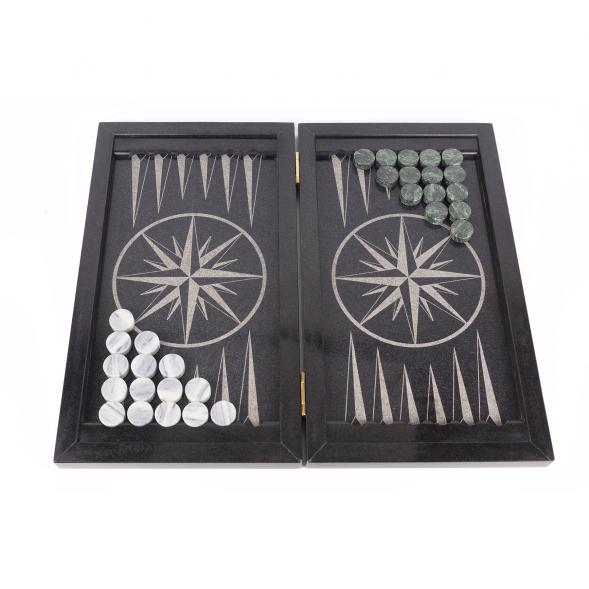 Подарочные нарды &amp;quot;Роза ветров/Герб&amp;quot; из камня гранит 118960