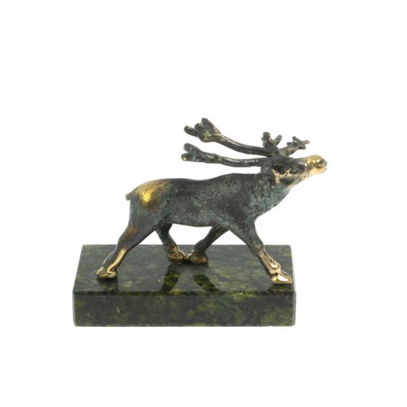 Статуэтка &amp;quot;Олень шагает&amp;quot; бронза змеевик 128670