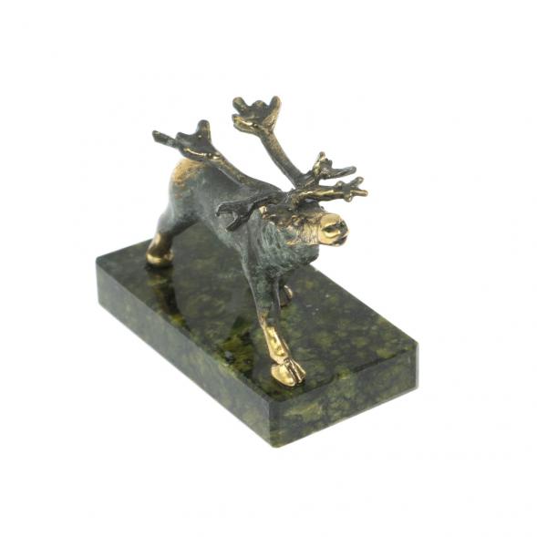 Статуэтка &amp;quot;Олень шагает&amp;quot; бронза змеевик 128670