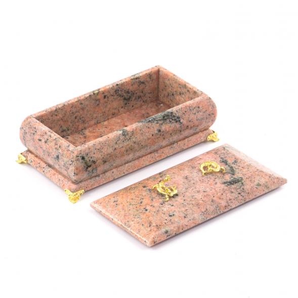 Шкатулка для украшений &amp;quot;Дуэт&amp;quot; из розового мрамора 19х9,5х8 см 121569