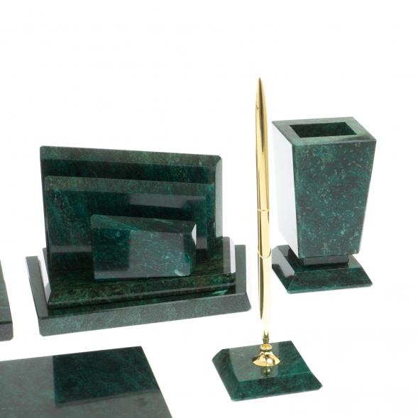 Письменный набор &amp;quot;Бюрократ&amp;quot; камень змеевик с гербом РФ 121389