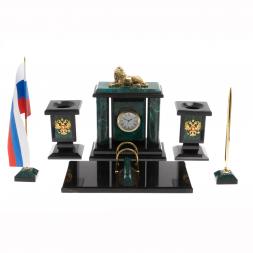 Настольный набор "Лев" из змеевика