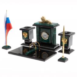 Настольный набор "Лев" из змеевика