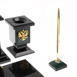 Настольный набор "Лев" из змеевика