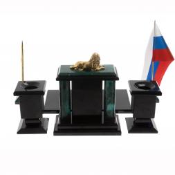 Настольный набор "Лев" из змеевика