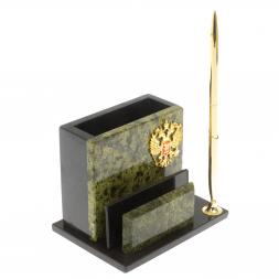 Карандашница с визитницей из змеевика