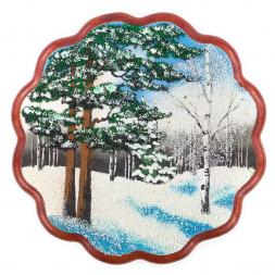 Панно круглое &amp;quot;Зима&amp;quot; 20х20 см каменная крошка