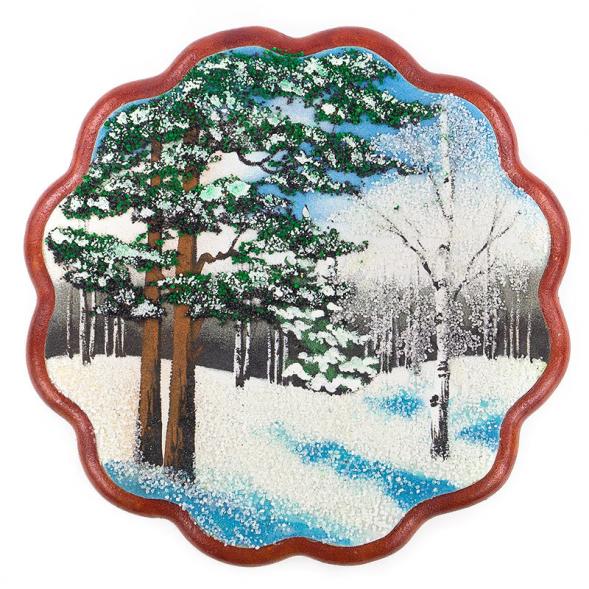 Панно круглое &amp;quot;Зима&amp;quot; 20х20 см каменная крошка 119997