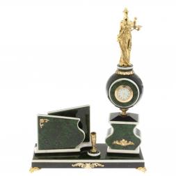 Настольный набор с визитницей &amp;quot;Фемида&amp;quot; змеевик