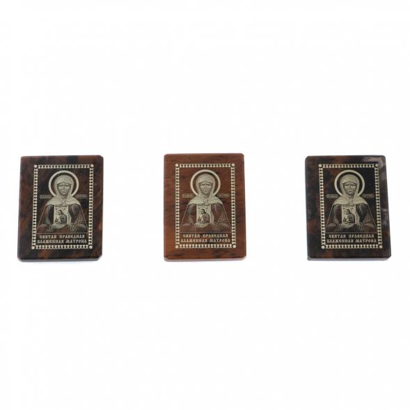 Икона в машину &amp;quot;Св. Матрона Московская&amp;quot; обсидиан 2,5х3,5 см 123161