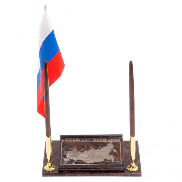 Визитница &amp;quot;Карта РФ&amp;quot; из коричневого обсидиана 125821