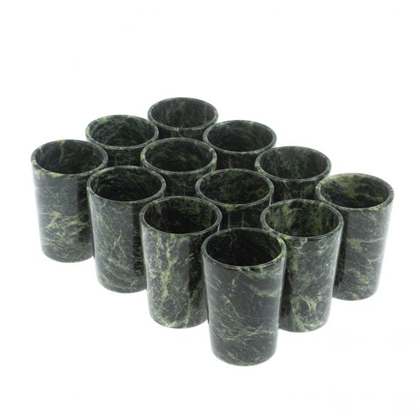 Водочный набор 12 стопок на подносе из змеевика 128451