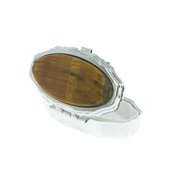 Таблетница эллипс на 2 отделения камень тигровый глаз 6х3,5х2 см 128525