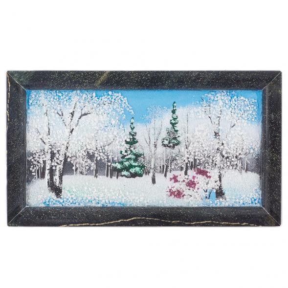 Картина из камня &amp;quot;Зимний пейзаж&amp;quot; рамка змеевик 23х13 см 120629