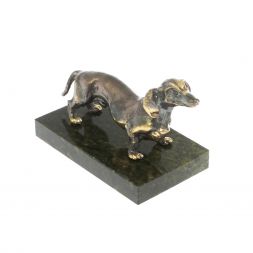 Статуэтка из бронзы &amp;quot;Такса&amp;quot; на змеевике