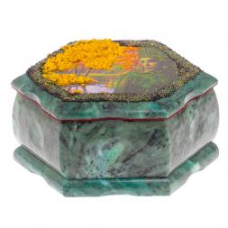 Каменная шкатулка &amp;quot;Хозяйка медной горы осень&amp;quot; 14х12,5х7 см