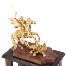 Часы &amp;quot;Георгий Победоносец&amp;quot; лемезит бронза 17х12х27 см