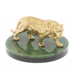 Бронзовая статуэтка &amp;quot;Амурский тигр&amp;quot; на подставке из нефрита