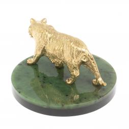 Бронзовая статуэтка &amp;quot;Амурский тигр&amp;quot; на подставке из нефрита