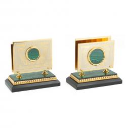 Письменный прибор из малахита "Георгий Победоносец"