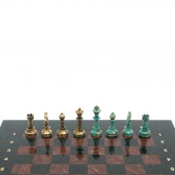 Шахматы "Стаунтон" фигуры бронза / патина 28х28 см из лемезита