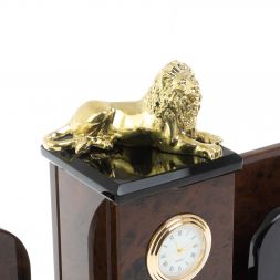 Настольный набор "Лев" из обсидиана