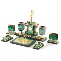 Письменный набор "Фемида" камень малахит Златоуст