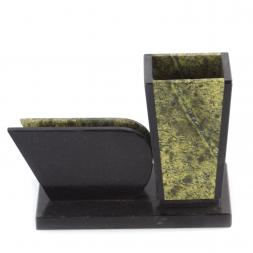 Карандашница с визитницей &amp;quot;Герб&amp;quot; змеевик