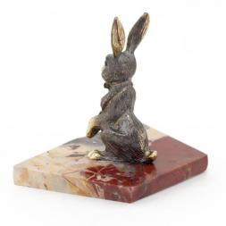 Сувенир из бронзы на подставке из яшмы &amp;quot;Зайчик&amp;quot;