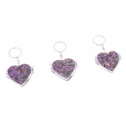 Складное зеркало брелок чароит Сердце