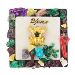 Магнит с лягушкой "Урал" мрамор змеевик