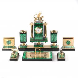 Письменный набор "Ак Барс" камень малахит, позолота