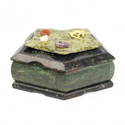 Шкатулка "Корона" большая змеевик 17x11x8 см