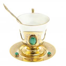 Кофейная пара &amp;quot;Малахитовая&amp;quot; 200 мл Златоуст