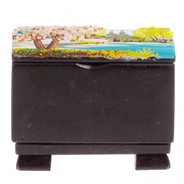 Шкатулка &amp;quot;Сундучок&amp;quot; черный змеевик весна 11,5х8х9 см 125441