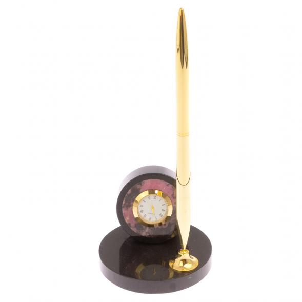 Часы настольные с ручкой камень родонит 125671