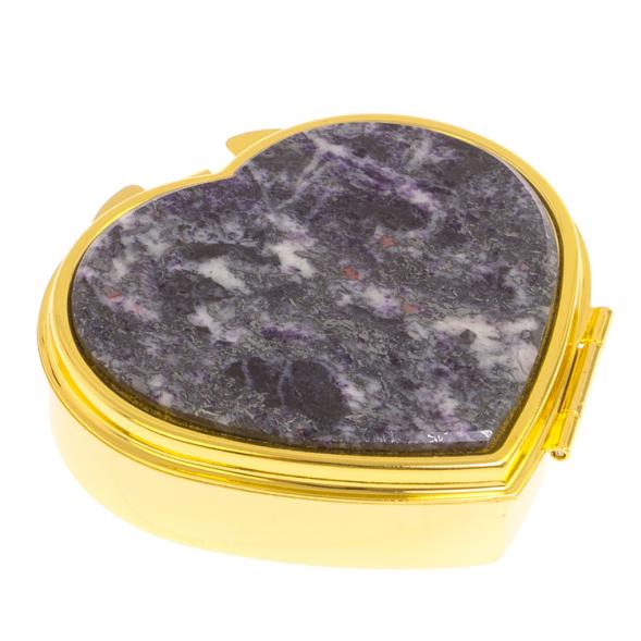 Таблетница &amp;quot;Сердце&amp;quot; на 3 отделения камень гетчеллит цвет золото 126267