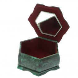 Каменная шкатулка "Хозяйка медной горы" змеевик 14х12,5х7 см