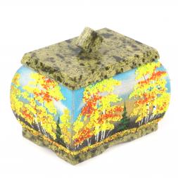 Шкатулка с рисунком "Осень" змеевик 10х7,5х9 см