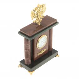 Настольные часы &amp;quot;Герб России&amp;quot; камень лемезит