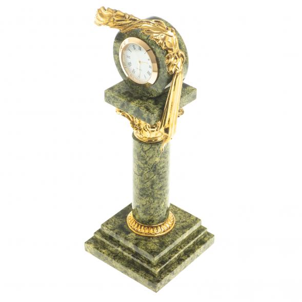 Настольные часы &amp;quot;Капитель&amp;quot; камень змеевик 113100