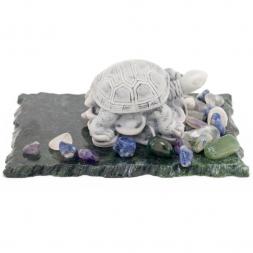 Сувенир из мрамолита "Черепаха на монетах"