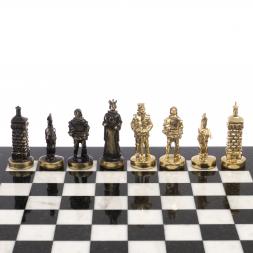 Шахматы бронзовые &amp;quot;Европейские&amp;quot; доска 32х32 см мрамор