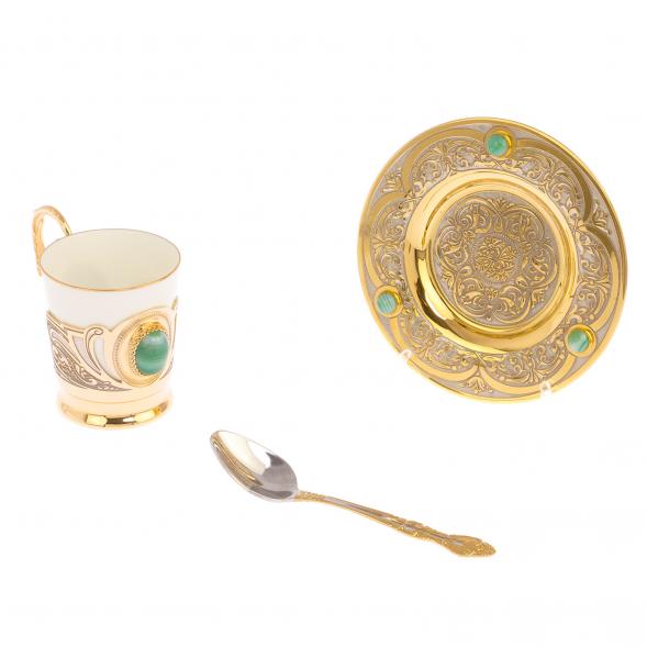 Кофейный набор &amp;quot;Агат&amp;quot; из зеленого агата 80 мл 126053