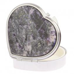 Таблетница "Сердце" на 3 отделения камень гетчеллит цвет серебро