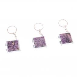 Складное зеркало брелок чароит квадратное