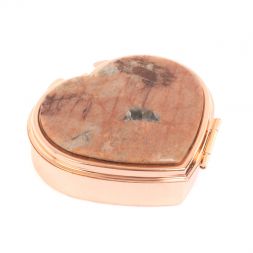 Таблетница &amp;quot;Сердце&amp;quot; на 3 отделения камень пегматит цвет красное золото