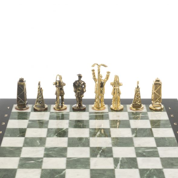 Шахматы подарочные &amp;quot;Нефтяники&amp;quot; 44х44 см шабровский змеевик мрамор 127432