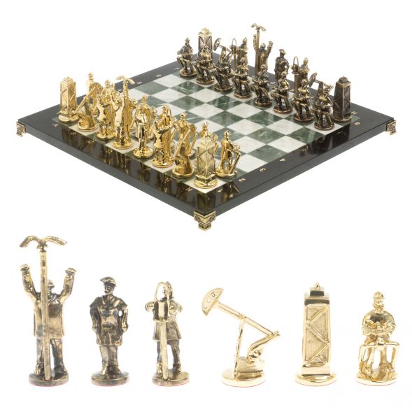 Шахматы подарочные &amp;quot;Нефтяники&amp;quot; 44х44 см шабровский змеевик мрамор 127432